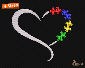 Autism Machine Embroidery Design, Autism Awareness Embroidery Design, Autism Heart Embroidery Design, Autism Puzzle Embroidery Design Files