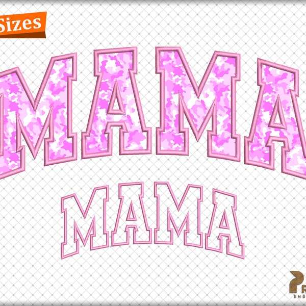 Mama Applique Embroidery Design, Curved Mama Machine Embroidery Design, MOM Applique Embroidery Arched Design - 5 sizes, Instant Download