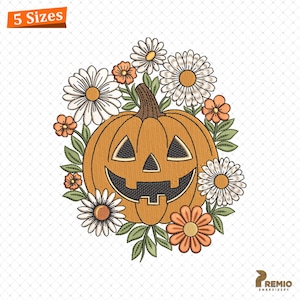 Herbst Kürbis Stickmuster, Retro Halloween Kürbis Stickmuster, Herbst Erntedank Kürbis Stickmuster