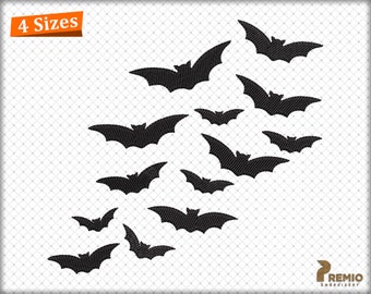 Flying Bats Embroidery Designs, Halloween Bats Embroidery Digital Download, Fall, Autumn, Halloween Embroidery Shirts Digital  Design Files