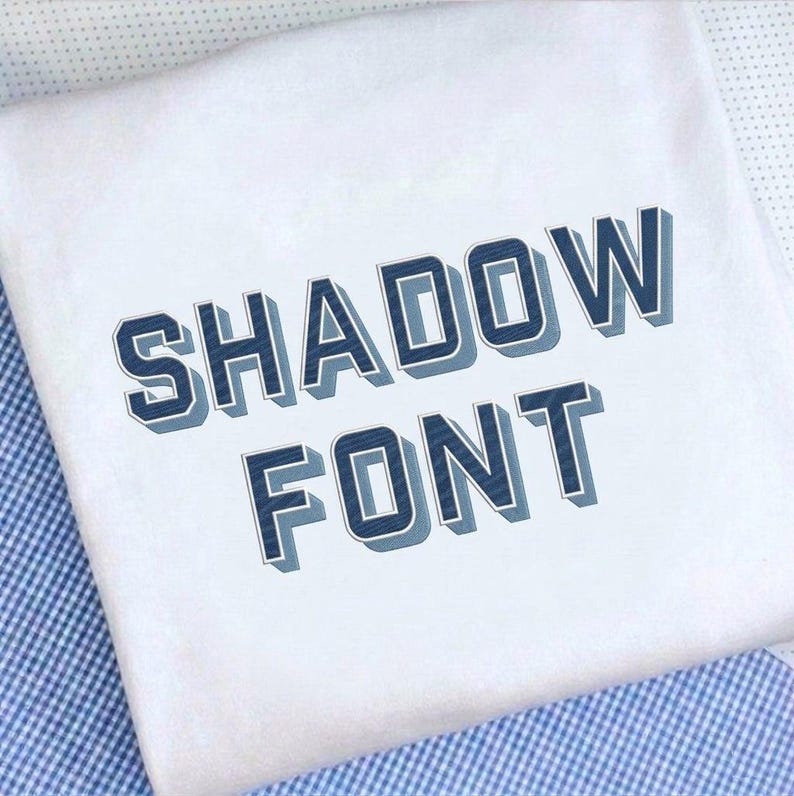 Shadow Embroidery Font, 2 Color Filled Block Alphabet, Drop Shadow ...