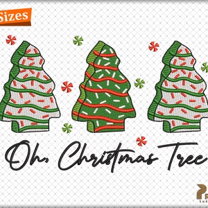 Oh Christmas Tree Cake Embroidery Designs, Tis The Season Christmas Embroidery Design, Little Debbie Cake Christmas Tree Embroidery Designs