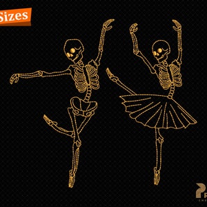 Dancing Skeletons Embroidery Design, Ballerina Skeletons Machine Embroidery Design Files, Ballerina Dancer Skull Couple Embroidery Patterns
