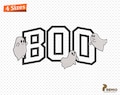 BOO Applique Embroidery Design, Flying Ghost boo Embroidery Designs, Halloween Spooky Ghost Machine Embroidery Design - Digital Downloads
