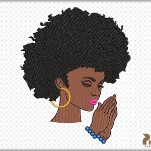 Black Woman Praying Embroidery Design, Afro Woman Embroidery Design, Black Girl Embroidery Design, African American Embroidery Designs Files image 4