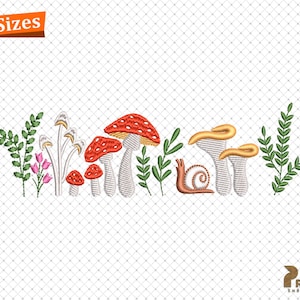 Enchanted Forest Mushroom Embroidery Design, Forest Wildflower Machine Embroidery Design, Botanical Meadow Machine Embroidery Files
