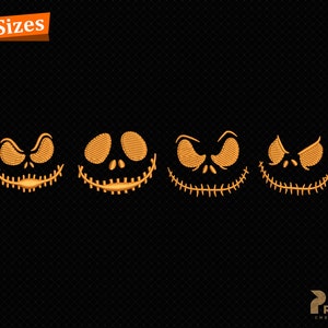 Halloween Embroidery Design, Four Skeleton Machine Embroidery Files, Skeleton Face Embroidery Designs, Spooky Scary Skull Embroidery Files