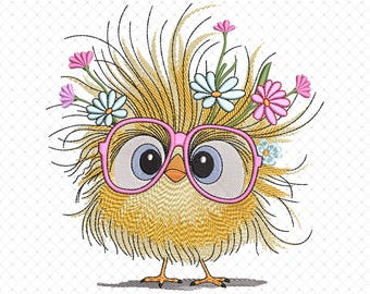Spring Chicken Machine Embroidery Files, Farm Life Embroidery Design, Farmyard Animal Embroidery, Funny Floral Chicken Bird Digital Download