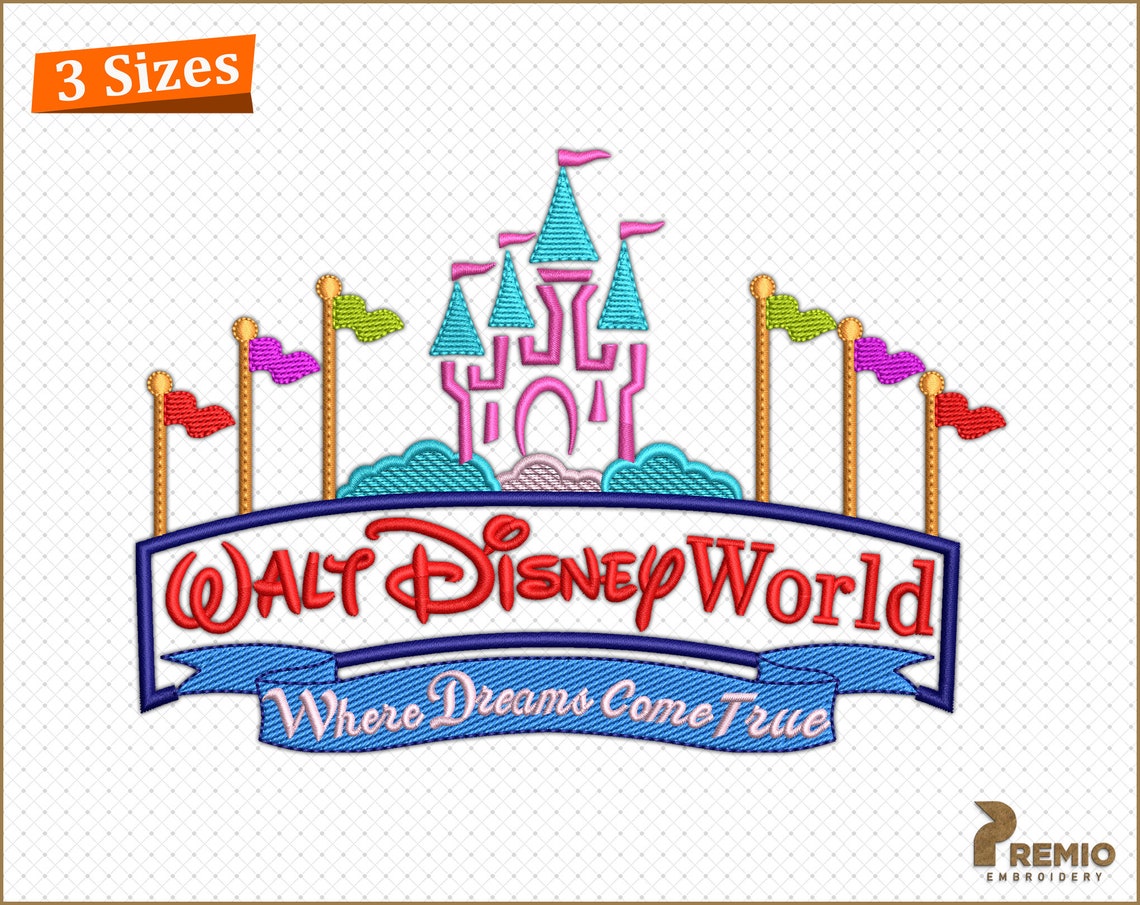 Walt Disney World Embroidery Design Disneyland Embroidery Etsy