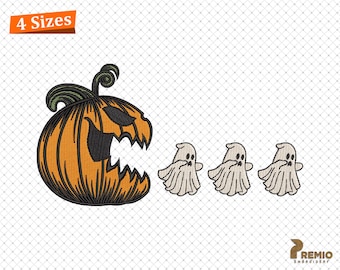 Modne pliki do haftu na Halloween, wzory haftu z duchami, upiorne wzory haftu z dyniami, upiorne pliki do haftu cyfrowego na Halloween