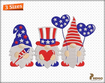 American Gnome embroidery,  Gnome with American Flag Machine embroidery Design, 4th July Gnome Machine Embroidery Designs - DIGITAL DOWNLOAD