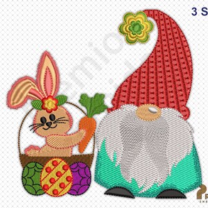 Easter Gnome Embroidery Designs, Gnome Machine Embroidery Patterns, Easter Bunny Gnome Embroidery File,  embroidery gnome pattern