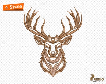 Reindeer Embroidery Designs, Reindeer Machine Embroidery Pattern, Animal Digital Embroidery Designs For Reindeer, Sketch Reindeer Embroidery