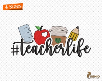 Teacher Embroidery design, Back to School Machine Embroidery Files, School Teach Love Inspire Embroidery, Teacher Life Embroidery Designs