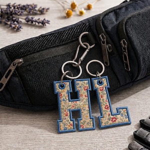 ITH Alphabet Embroidery Design, Varsity Letter Backpack Name Tag, Bag Tag Key chain Font Set, In The Hoop Tag Embroidery Font, A-Z, 0-9 BX image 1