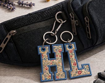 ITH Alphabet Embroidery Design, Varsity Letter Backpack Name Tag,  Bag Tag Key chain Font Set, In The Hoop Tag Embroidery Font, A-Z, 0-9 BX