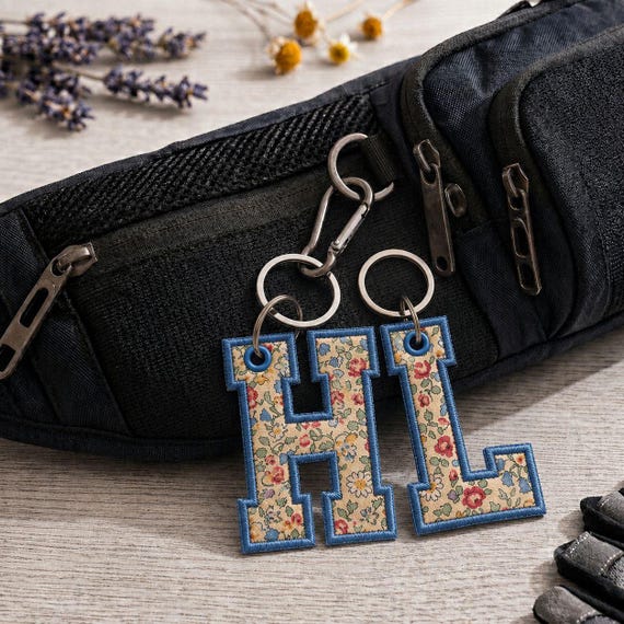 ITH Alphabet Embroidery Design, Varsity Letter Backpack Name Tag,  Bag Tag Key chain Font Set, In The Hoop Tag Embroidery Font, A-Z, 0-9 BX