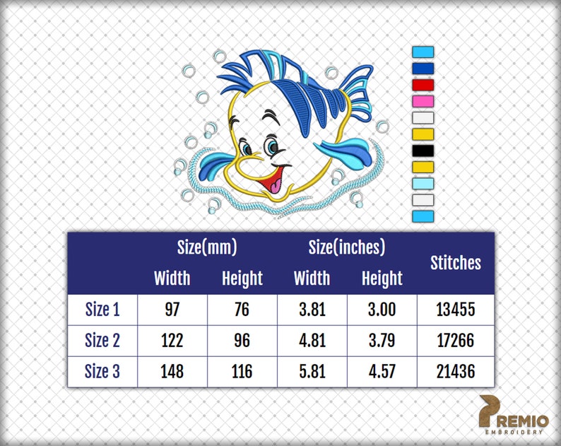 Flounder Little Mermaid Embroidery Design Little Mermaid Etsy