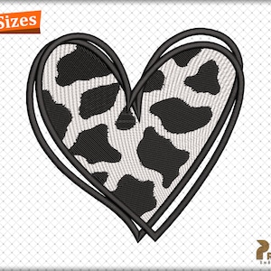 Cow Print Heart Embroidery Design, Animal Print Heart Machine Embroidery Files, Cow Spots Hearts Embroidery Pattern - Digital Download