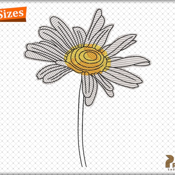 Diseño de bordado Daisy, diseño de bordado de máquina Daisy Flower, patrón de bordado Daisy, archivo de flor Daisy bordado - Descarga instantánea