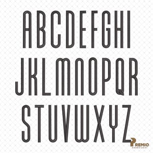 May include: A complete alphabet in a tall, sans-serif font. The letters are dark gray and arranged in three rows against a white background with a subtle diamond pattern. The font has rounded corners.