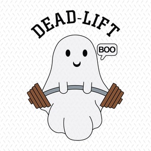 Dead Lift PNG, Gym Ghost Halloween PNG, Weightlifting Love Boo, Skeleton Deadlift Ghost PNG