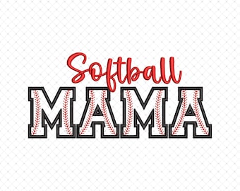Softball Mama Applique Embroidery Design, Mom Softball Embroidery Applique Design, Softball Mothers Day Gift Embroidery Files, MAMA Designs