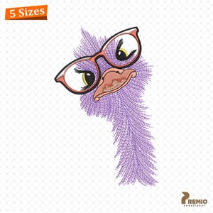 Ostrich Embroidery Designs, Machine Embroidery Designs Ostrich, Birds Ostrich Designs, Embroidery Design Animal, Animal Embroidery Patterns