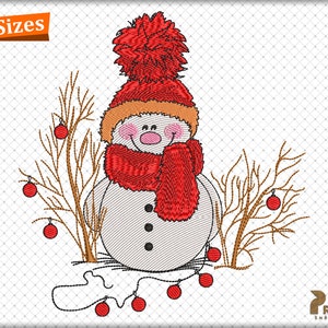 Snowman Embroidery Design, Snowman Christmas Tree Light Machine Embroidery Files, Holiday Winter Snowman Digital Embroidery Files