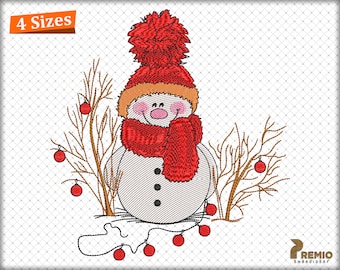 Snowman Embroidery Design, Snowman Christmas Tree Light Machine Embroidery Files, Holiday Winter Snowman Digital Embroidery Files
