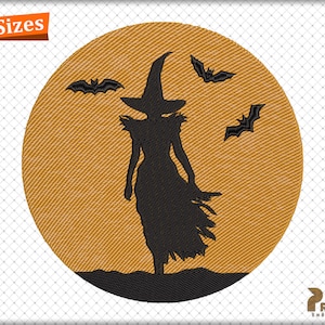Wicked Witch Embroidery Design, Halloween Witch Machine Embroidery Files, Horror Embroidery, Gothic Flying Witch Digital Embroidery Designs
