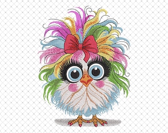 Crazy Chicken Embroidery Design, Sarcastic Funny Chicken Machine Embroidery File, Chicken Digital Embroidery File 4 sizes - Instant Download