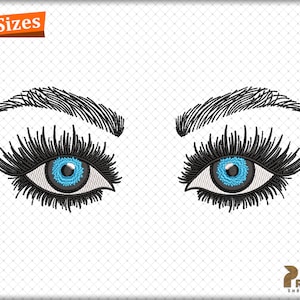 Eyes Embroidery Design, Eyes Machine embroidery design, Women Winked Eye Embroidery Files, Eyelashes Embroidery Design - Digital Download