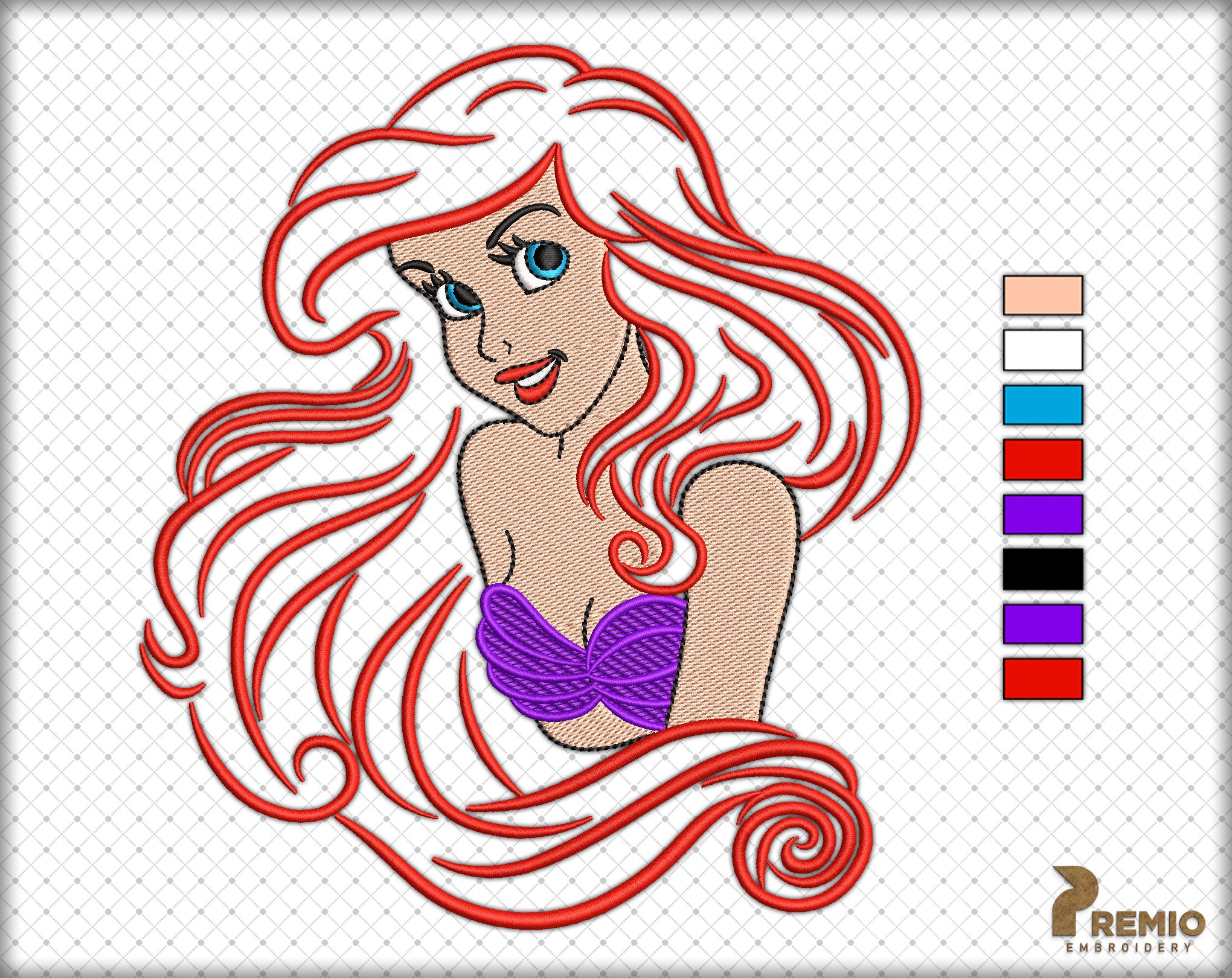 Ariel Embroidery Design Ariel the Little Mermaid Embroidery | Etsy