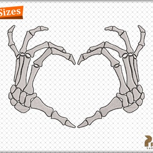 Skeleton Hands Embroidery Design, Creepy Skull Skeleton Hand Heart Embroidery Design, Halloween Spooky Skeleton Machine Embroidery Files