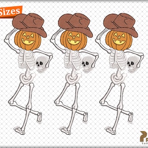 Dancing Skeletons Embroidery Design, Howdy Cowboy Skeleton Embroidery Design, Boot Scootin Spooky Embroidery, Halloween Embroidery Designs
