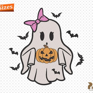Spooky Pumpkin Embroidery Design, Halloween Machine Embroidery Files, Spooky Ghost Embroidery Files, Halloween Digitizing Embroidery Designs