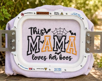 Spooky MAMA Applique Embroidery Design, Boo-tiful Spooky Halloween Applique MAMA Embroidery File, Mama Loves her Boos Embroidery File