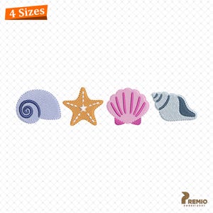 Ocean Sea Shells Embroidery Design, Summer Embroidery Design, Beach Embroidery Design, Line Art Embroidery Design, Coastal Embroidery Design