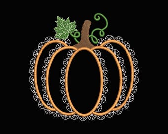 Lace Pumpkin Applique Embroidery Files, Lace Applique Pumpkin, Halloween Machine Embroidery Files, Thanksgiving Fall Embroidery Design