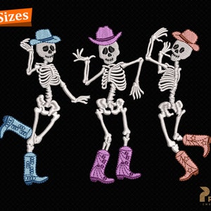 Dancing Skeletons Embroidery Design, Howdy Cowboy Skeleton Embroidery Design, Halloween Embroidery Design, Boot Scootin&#39; Spooky EMB Patterns