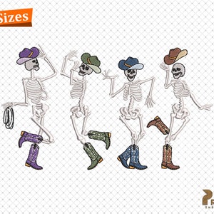 Halloween Embroidery Designs, Skeleton Embroidery Designs, Cowboy Skeleton Embroidery Designs, Skull Embroidery File - Digital Download