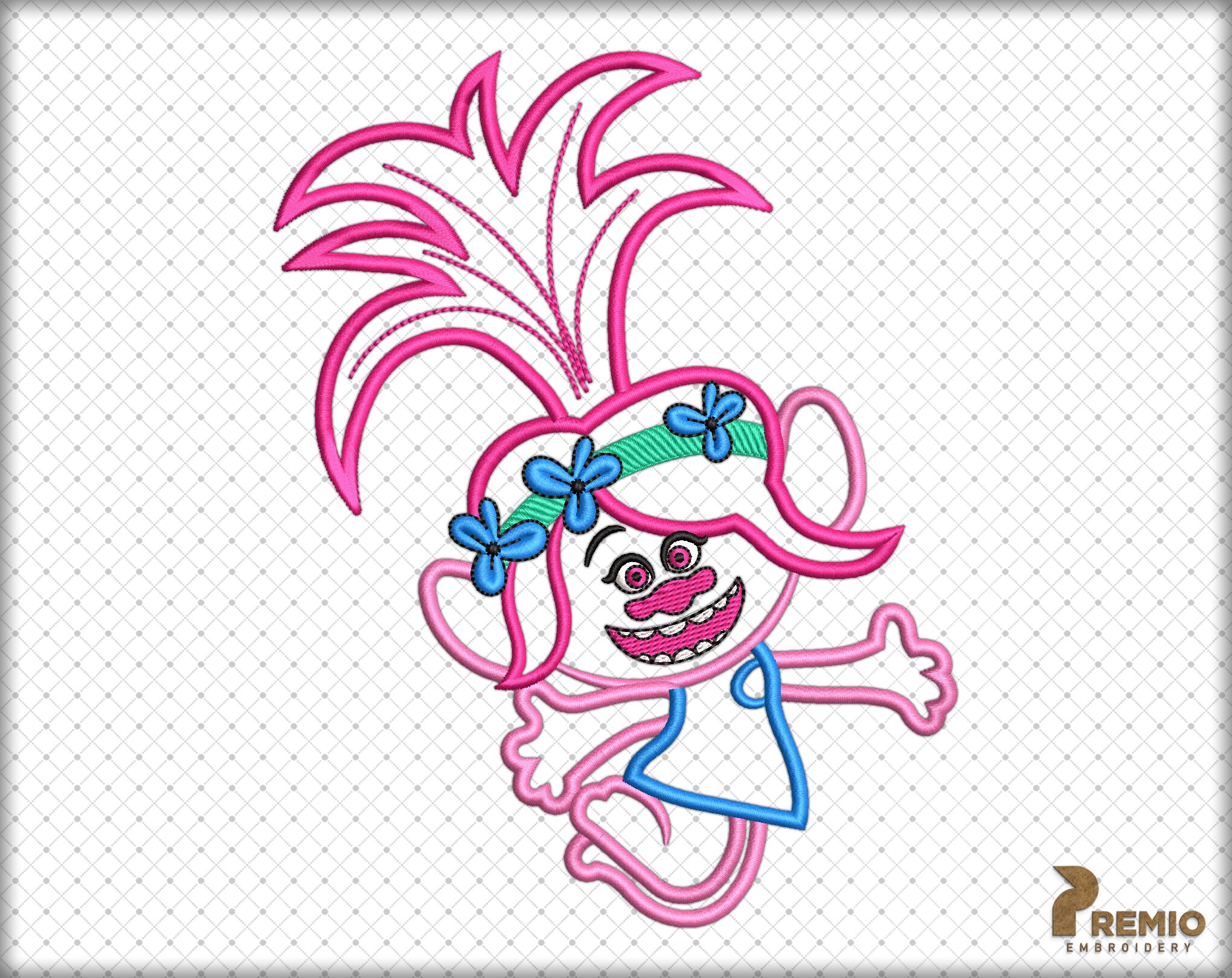Poppy Troll Applique Embroidery Design Princess Poppy Troll | Etsy