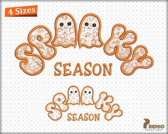 Spooky Season Applique Embroidery Design, Spooky Season Machine Embroidery Files, Retro Halloween Embroidery Design, Fall Embroidery Designs