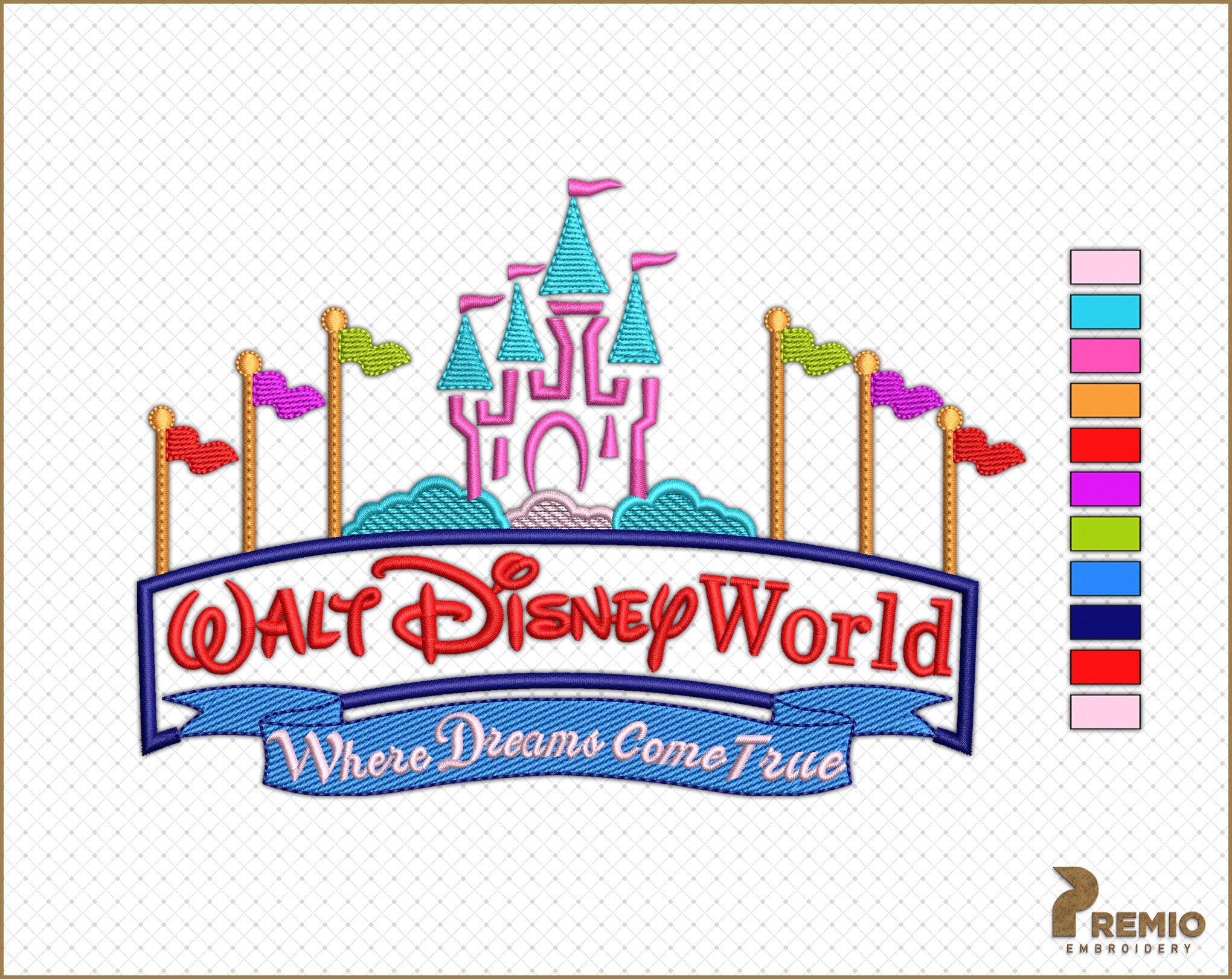 Walt Disney World Embroidery Design Disneyland Embroidery Etsy