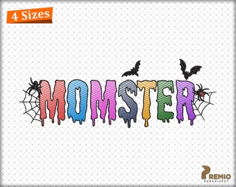 Momster Embroidery Designs, Halloween Machine Embroidery Designs, Monster Halloween MOM Embroidery Patterns, Halloween Skull Mom Embroidery