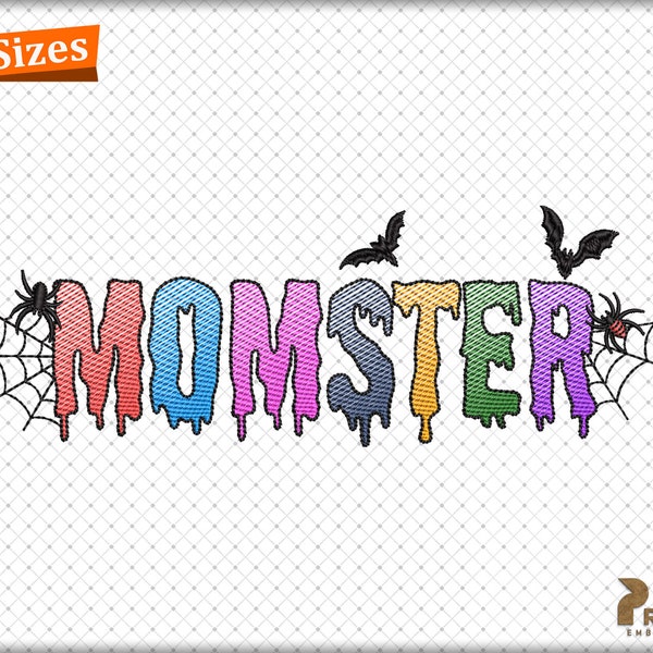 Momster Embroidery Designs, Halloween Machine Embroidery Designs, Monster Halloween MOM Embroidery Patterns, Halloween Skull Mom Embroidery