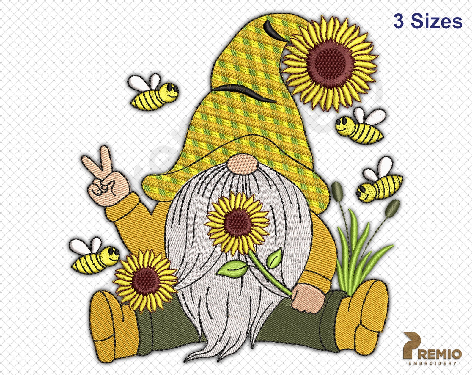Bee gnome embroidery design bee gnome patterns bee gnome  etsy