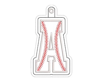 ITH Key Fob Machine Embroidery Design, Personalize Key Fob Keychain Machine Embroidery Font, Varsity Baseball Sports Keychain Applique Font