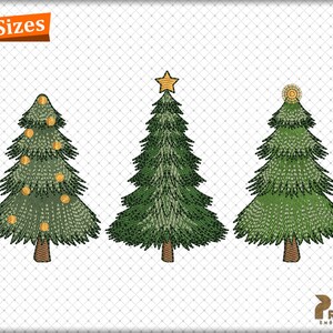 Christmas Trees Embroidery Design, Merry Christmas, Trees Embroidery Design For Christmas, Christmas Holly Trees Digital Machine Embroidery